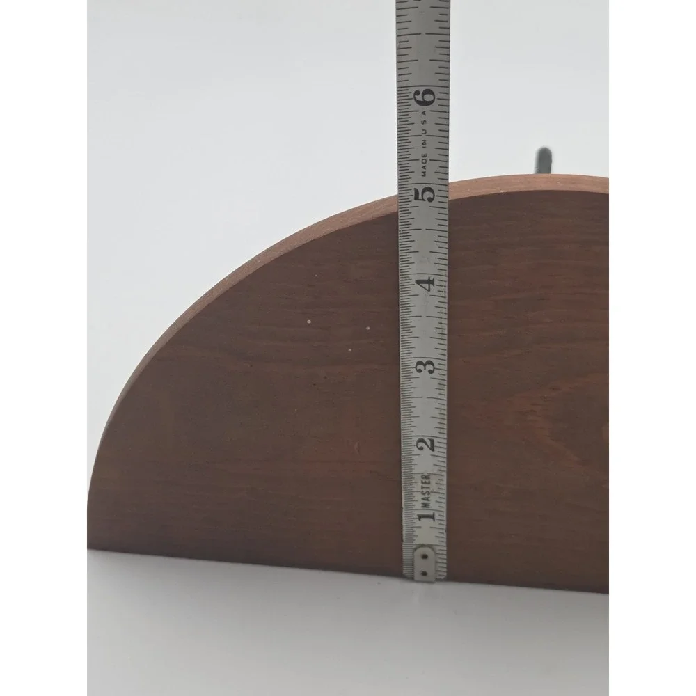 Home Interiors & Gifts Half-Round Wood Wall Shelf with Green Metal Bracket